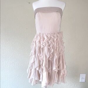 NWT WHBM Strapless Ruffle Dress in Champagne Color Size 6